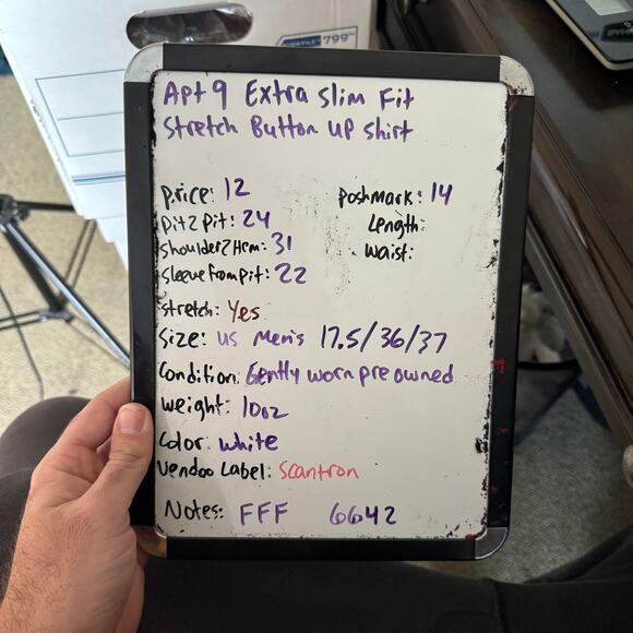 Apt 9 Extra Slim Fit Stretch Button Up Shirt US Men's 17.5 / 36 / 37 - Picture 6 of 6